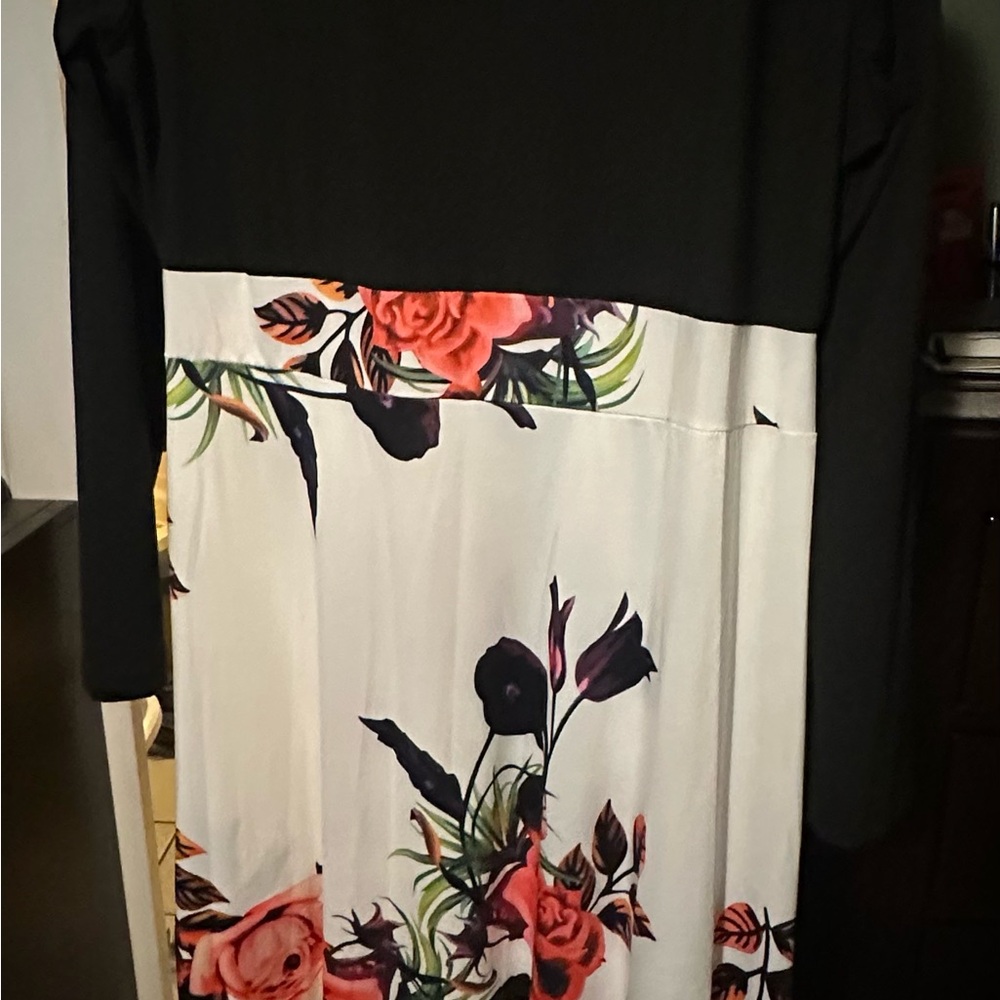 Floral Black and White Dress